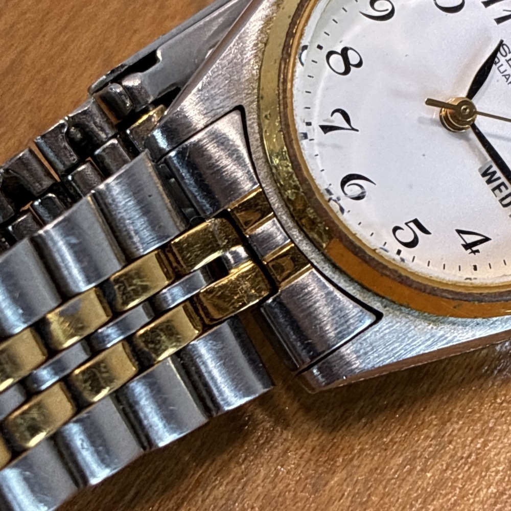 Vintage 1990 Women's Seiko Dress Watch 7N83-0011 Two Toned Working New Battery - Picture 7 of 17